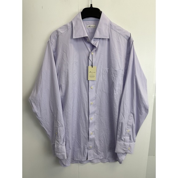 NEW Peter Millar Button Down Shirt Mens‎ 17 Long Gingham Plaid Crown Performance